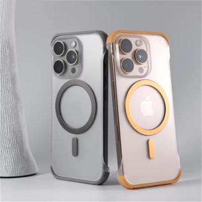 Ultradünne, matte, rahmenlose, magnetische Magsafe-Hülle für iPhone 16 15 14 13 12 Pro Max 16 Plus, kabelloses Laden, stoßfeste PC-Abdeckung