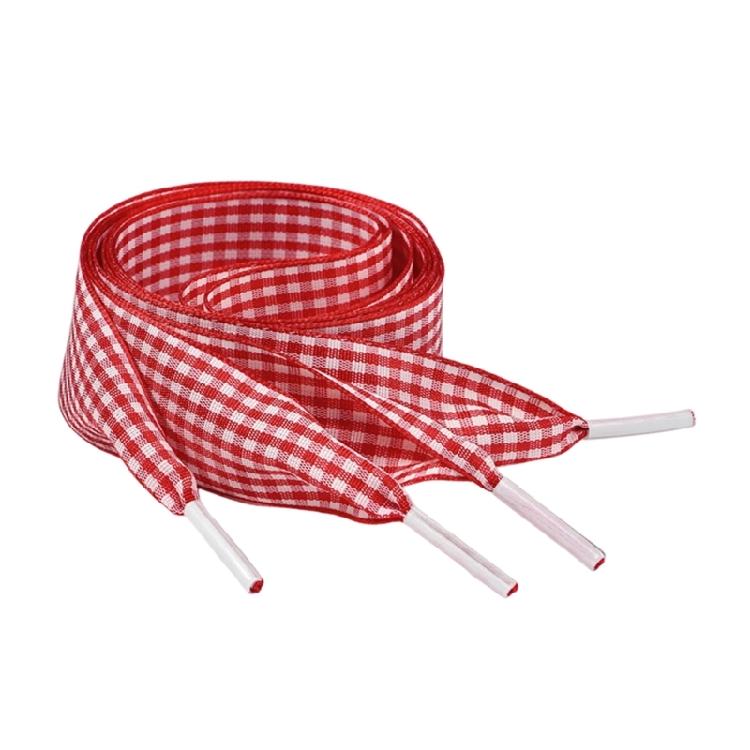 Colorful Checkered Shoe Laces Wide Flat Polyester Shoelaces Sneakers Laces Replacement For Adult Footwear Decoration