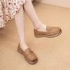 Fashion Genuine Leather Soft Sole Shallow Mouth Women's Shoes Hollow Out Breathable Casual Sneakers Comfort Women Flat Single Shoes