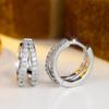 Delicate Double Layered Zircon Tiny Hoop Earrings For Women Stylish Graceful Cubic Zirconia Ear Cuff Statement Bridal Jewelry
