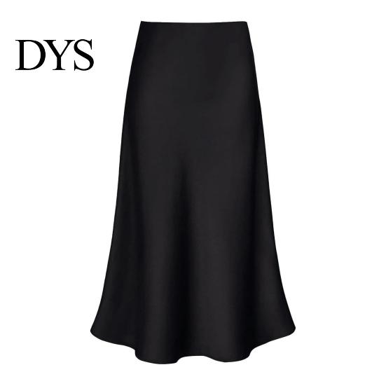 Hip Wrapped Fishtail Skirt Maxi Women High-Waist Smooth Satin Long with Zipper Daily Wear Solid Color Spring Autumn