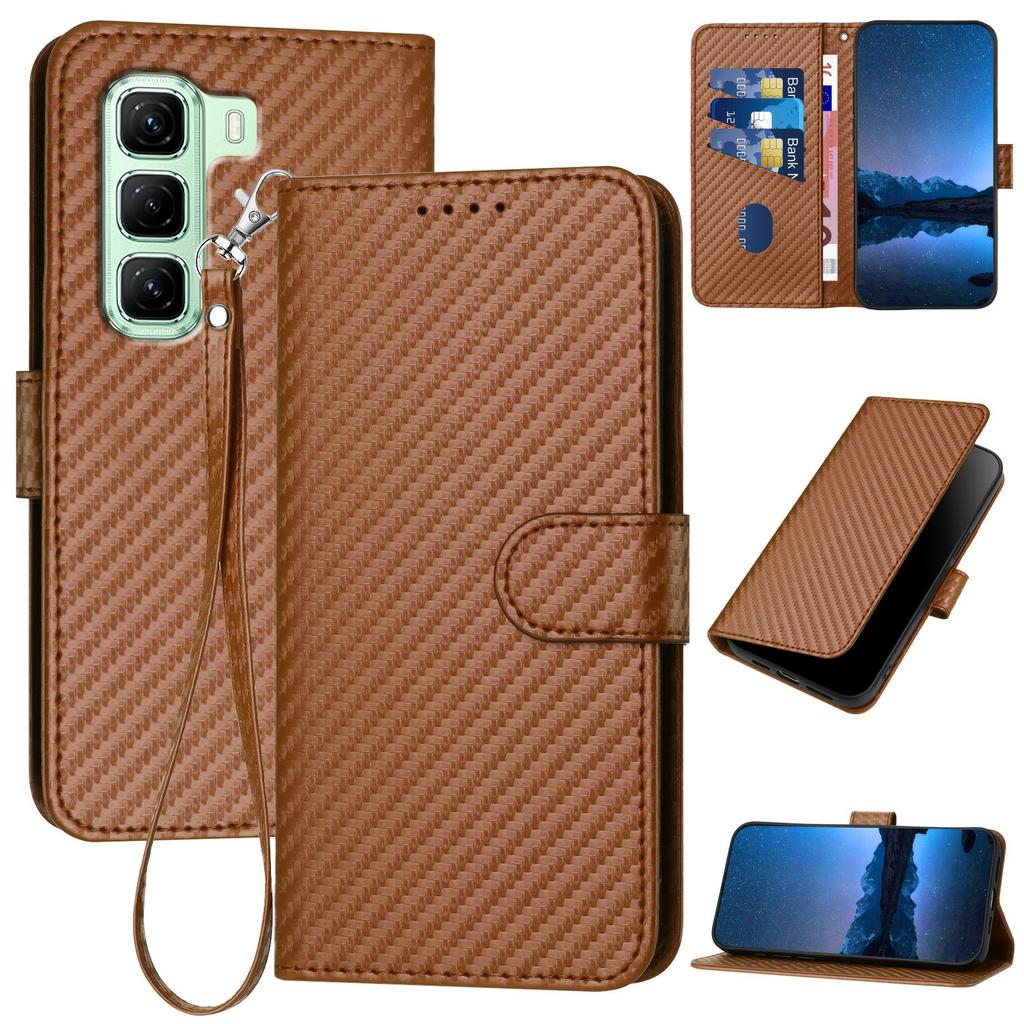 YX0070 For Infinix Hot 50 5G Wallet Case Carbon Fiber Texture Leather Cell Accessories Phone Cover