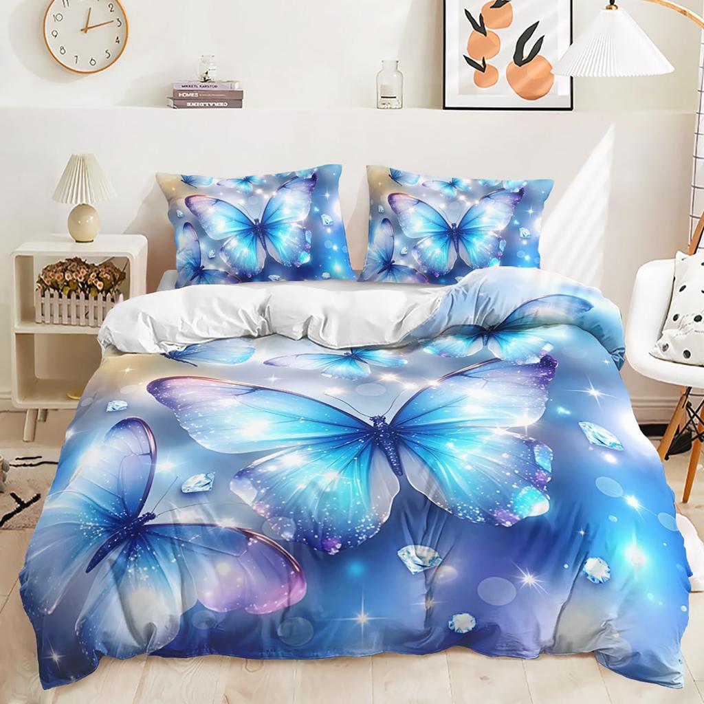 Cartoon Butterfly Down Comforter Set Bedding Set 3-piece Duvet Cover Set
