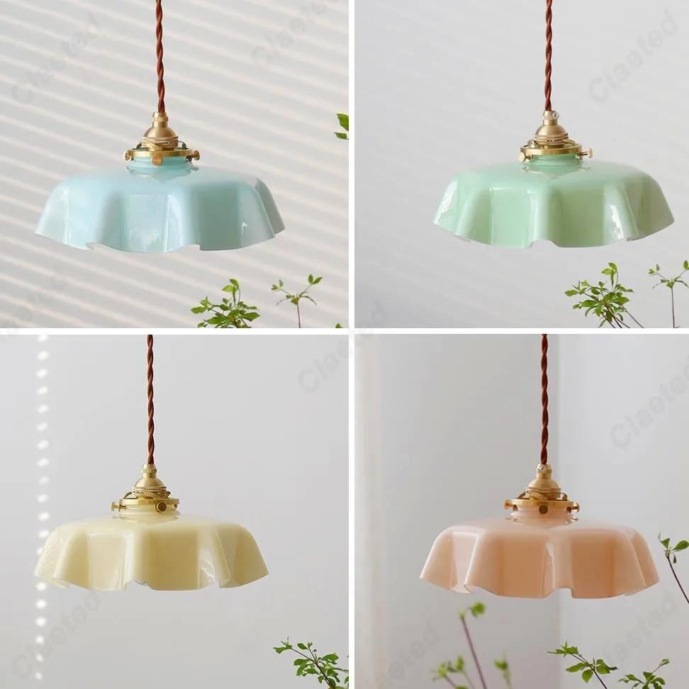 LED Retro All Copper Glass Restaurant E27 Small Pendant Light Living Room Bar Balcony Bedside Aisle Decoration Lighting Fixtures
