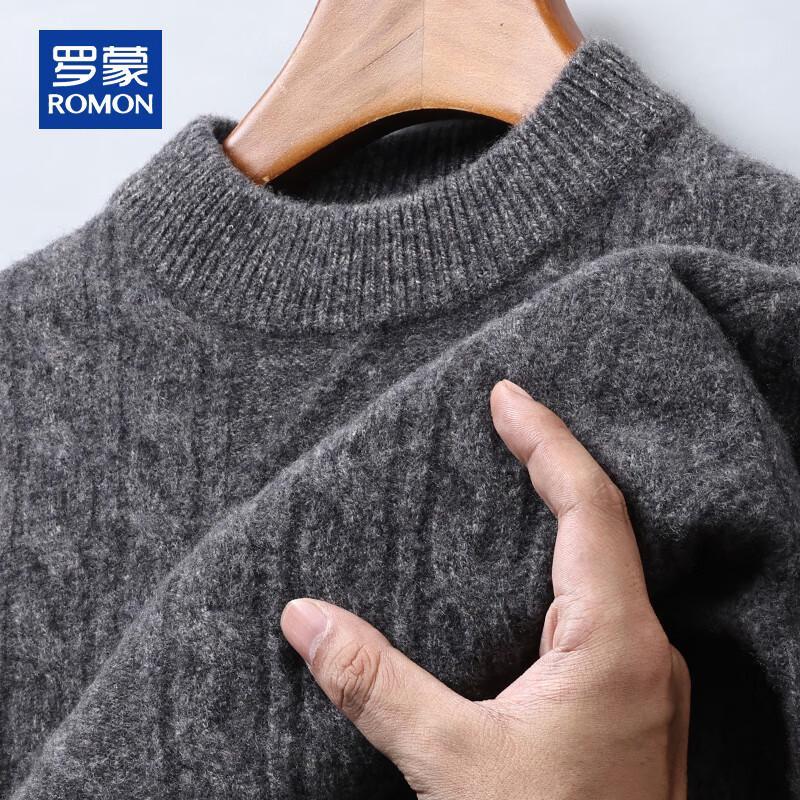 ROMON Men's Heavyweight 100% Wool Cable Knit Sweater