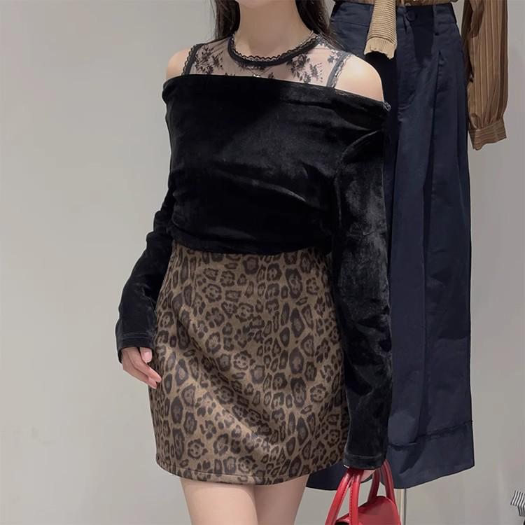 Women's Autumn Leopard Print High-Waisted Slimming Midi Skirt - Fashionable, Versatile, and Youthful