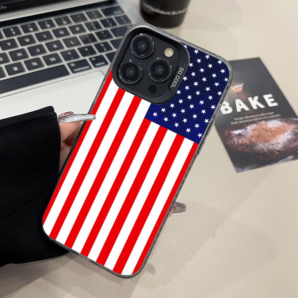 USA America Flag Translucent Mobile Phone Case for iPhone 17 16 15 14 13 12 11 X XR XS Air Pro Max Plus Colorful Cover