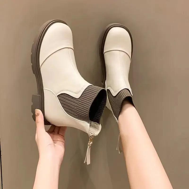 Fashion Woman Short Shoes Winter 2024 Hot Booties Round Toe Ankle Boots for Women Footwear Trend Chic and Elegant Large Size Warm Sale