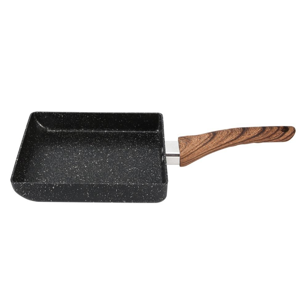 Kitchen Tool Non-Stick Tamagoyaki Pan Rectangular Portable Omelet Pan Wooden Handle Durable Egg Roll Saucepan Gas Stove белый