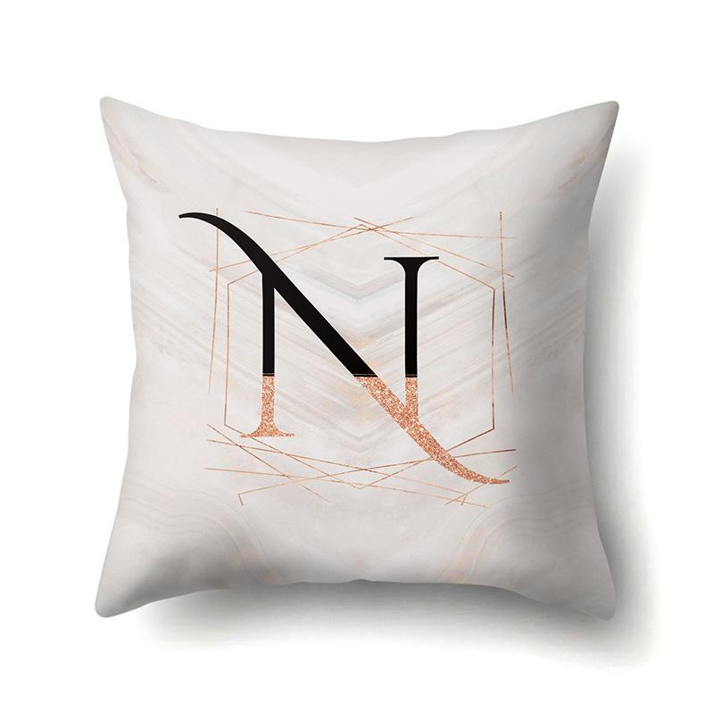 Polyester Pillow Case Black Gold Watercolor Home Furnishing 26 English Letters Printed Waist Cushion Sofa Pillow Case