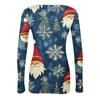 Damenmode Slim Bottom Casual Langarm Weihnachten bedruckt Pullover U-Ausschnitt Top