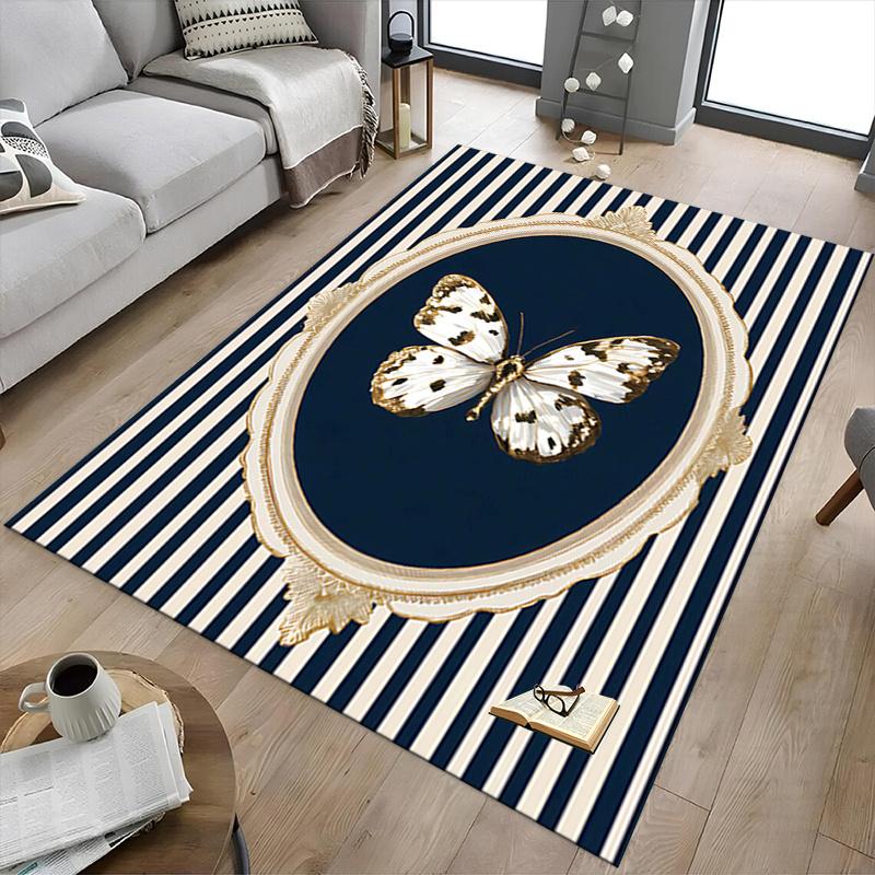 1pc Butterfly Frame Area Rug Soft Flannel Floor Mat for Living Room, Bedroom and Carpet, Sofa Coffee Table Floor Mat, Decorative Rug q23