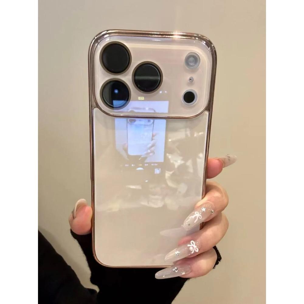 

Розкішний захисний чохол із загартованого скла для камери для iPhone 17 16 15 14 13 12 Pro Max, Позолочений бампер, Ударостійка жорстка задня кришка For iPhone 14 золотий