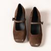New Fairy Style Square Toe Versatile Mary Jane Shoes for Women with Thick Heels and a Single Button with Suede Sole