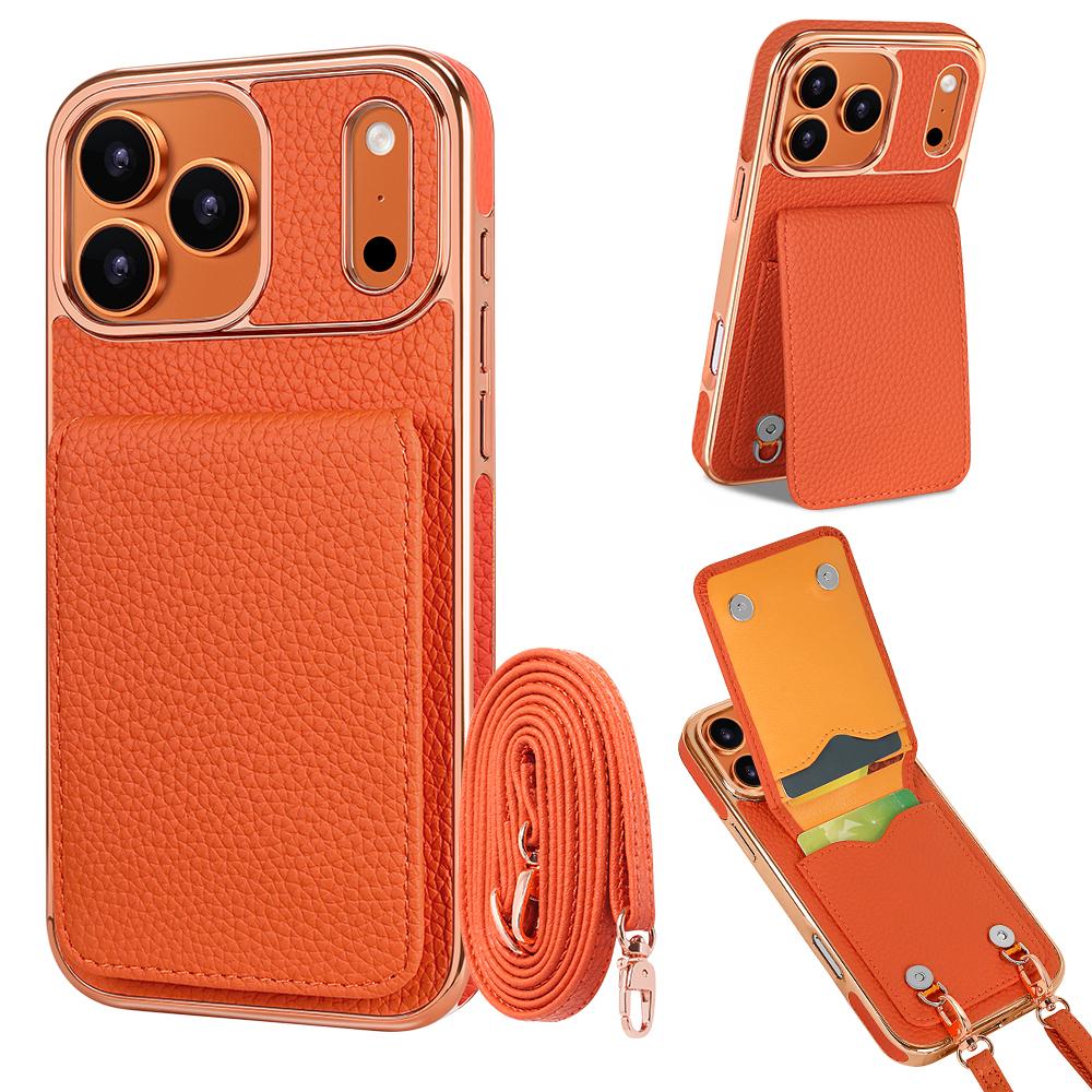 

Lychee Texture Leather Case For iphone 17 16 15 14 13 Pro Max Air Multifunctional Magnetic Buckle Wallet Bag Stand Long Strap PU Leather&iPhone Air