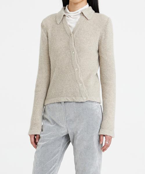 Youth Asymmetric Knit Shirt Beige/S