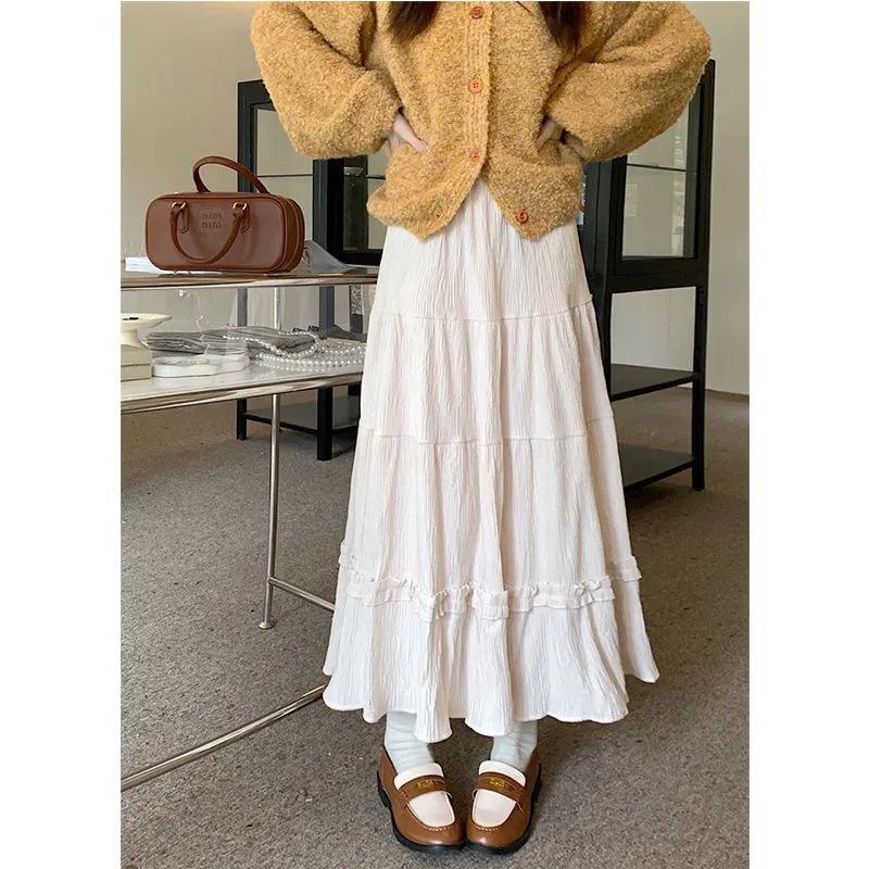 Corduroy Girly Style Long Slimming Cake Skirt - Autumn/Winter Collection