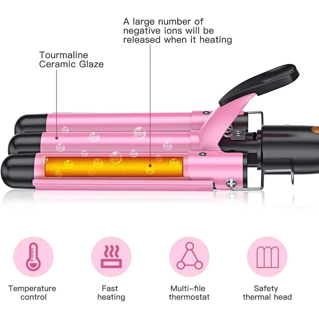3 Barrel Curling Iron Ceramic Styling Tools for All Hair Styling Tools,Professional Hair Tools Curler Iron for Hair 25mm