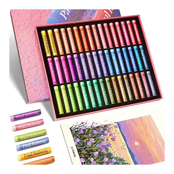 Paul Rubens Oil Pastels, Macaron 48 Colors Non-Toxic Soft Oil Pastels, Oil Painting Sticks Artist s Art Supplies, Professional Oil Crayons