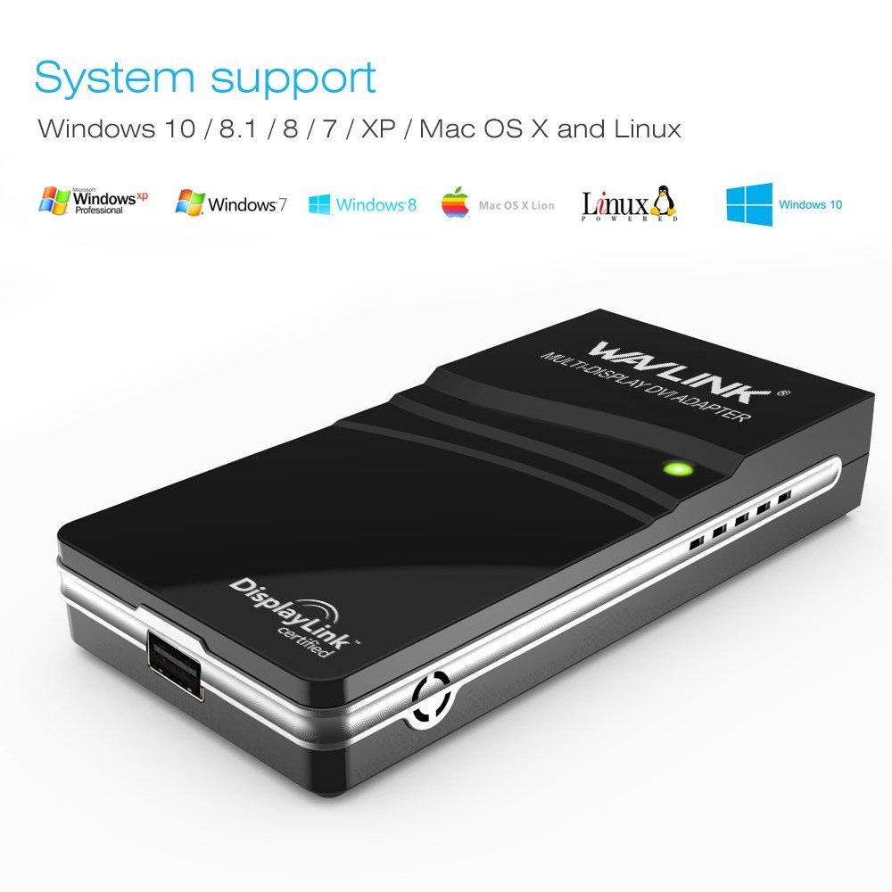 Wavlink USB Adapter Graphics Connects Multiple Monitors Up To 1920x1080 Resolution DisplayLink Compatible with Windows OS 2.0 VGA/DVI/HDMI
