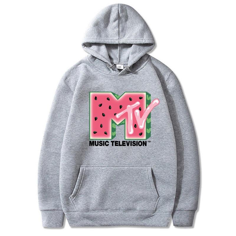 MTV Music Television Watermelon Potlač Mikiny s kapucňou Módna mikina Hip Hop Ležérne Unisex Jesenné Zimné Flísové Topy Sudaderas