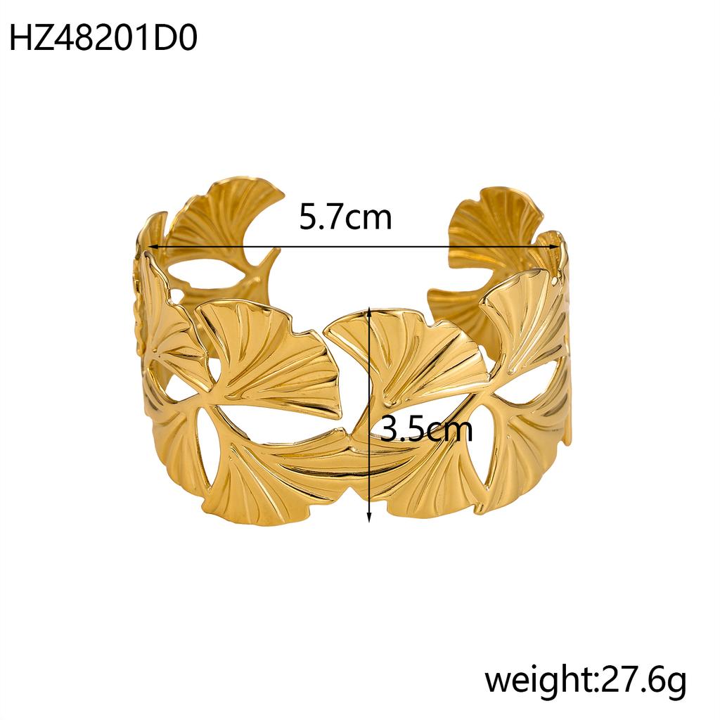 CARLIDANA Fashion Chunky Cuff Open Bracelet For Women Stainless Steel Waterproof Gold Color Bangle Vintage Jewelry Wedding Gift