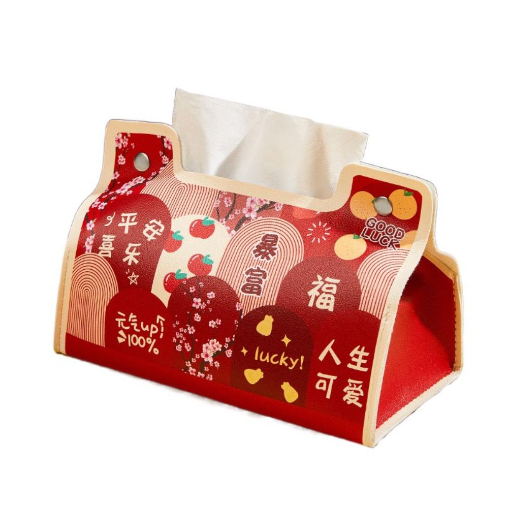Cartoon Chinese New Year Tissue Box Waterproof Tissue Paper Holder 2025 PU Napkin Box  Coffee Table Style 7