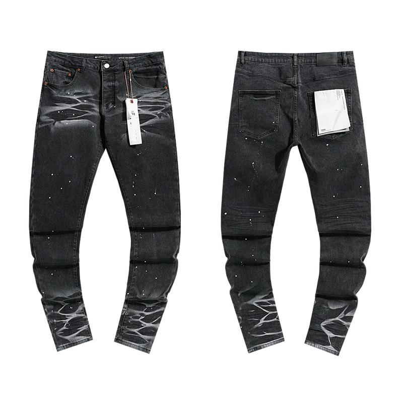 European and American Purple Slim Men's Trendy Light Luxury Elastic Jeans