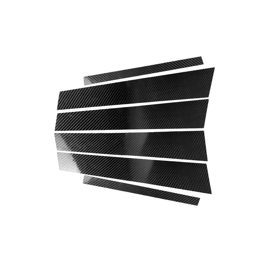 

6X Black Carbon Fiber Window Pillar Strip Trim Decal For BMW 3 Series E90 05-12