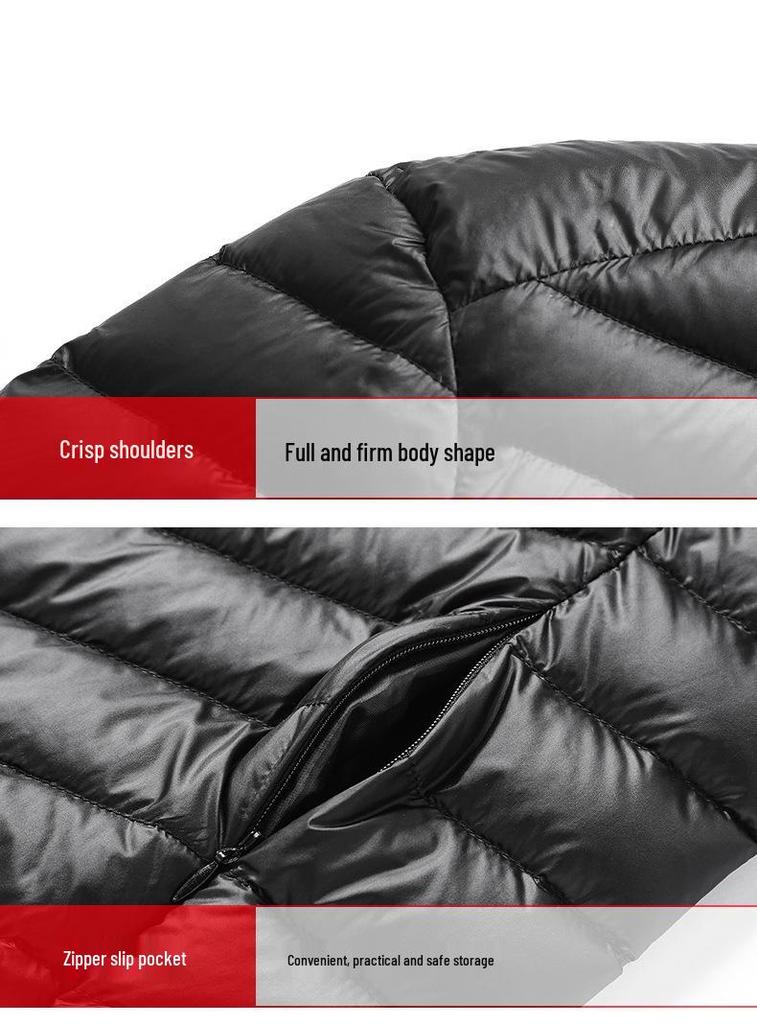 Men's Lightweight Short Down Jacket with Hood - White Duck Down for 2024 Autumn/Winter Season