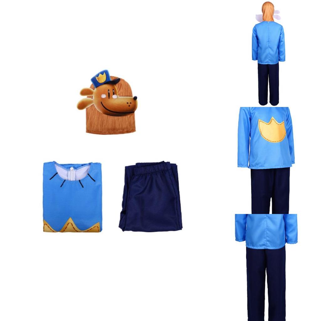 Çocuklar İçin Şık Köpek Adam Cadılar Bayramı Cosplay Kostümü Unisex Polyester Kumaş