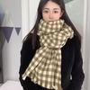 New Korean Style Plaid Scarf for Women Winter Tassels Retro Long Shawl Scarf Korean Style Atmosphere Versatile Couple Trend
