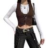 Punk Style Women's Dressy Waistcoat Racerback Vest Vintage U-shaped Neck Steampunk Jacquard Weskit Chic Design 2023