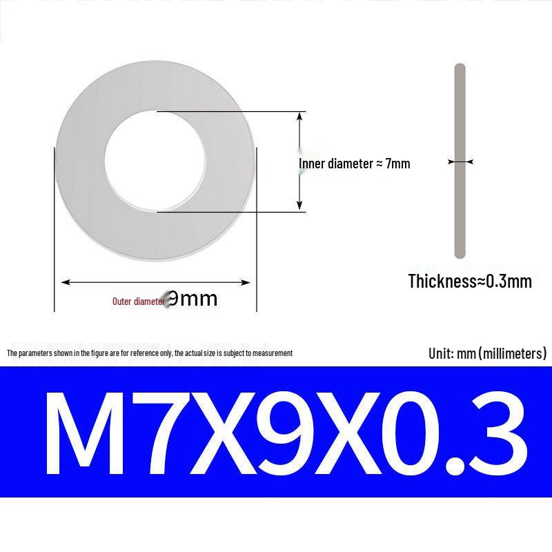 304 Stainless Steel Ultra-Thin Flat Washer, Thickness: 0.1/0.2/0.3/0.4/0.5 Mm, Sizes M1-M8