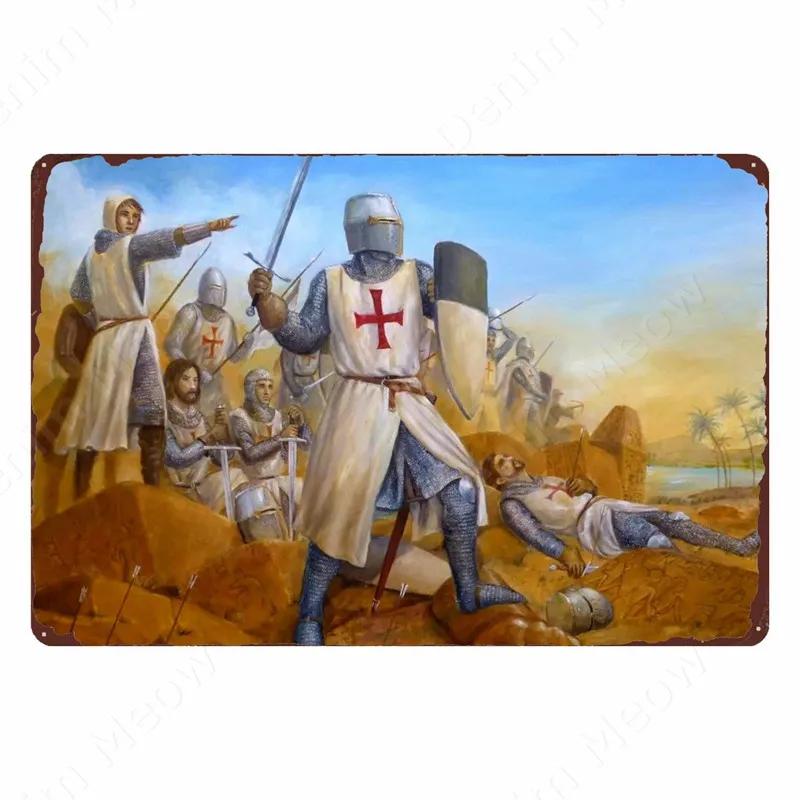 The Crusaders Vintage Metal Tin Sign, Bar, Club, Cafe, Home, Bedroom, Wall Decoration, Cruciata Art Poster, Catholicism Plaqu