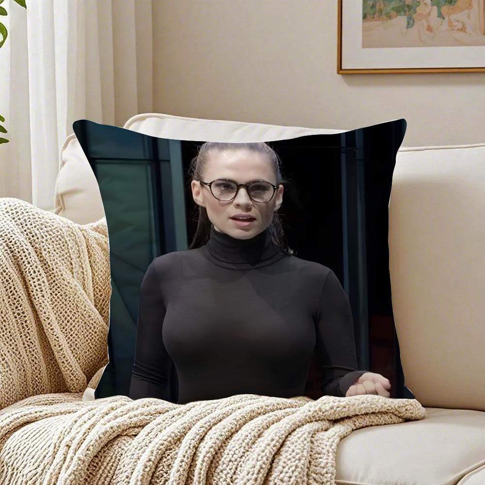 HHayley Atwell Cushion Cover Linen Pillowcase Soft for Sofa Bed Home Room Decor