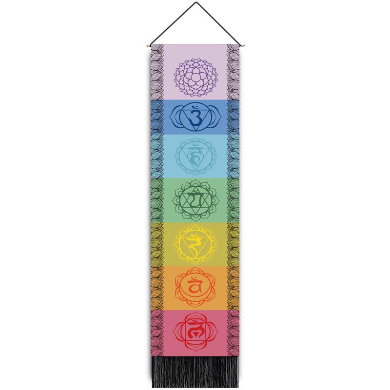 

Wall Hanging Tapestry Bohemian Meditation Yoga Decor Cotton Linen Tassel Banner Wall Art for Bedroom Living Room 32.5x130cm