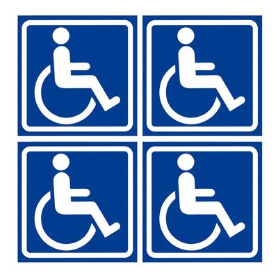 Handicap Sign 4 Pieces Self-Adhesive Waterproof Car Interior Supplies Handicap Bathroom Sign For Bus Parking Restaurant Hotel