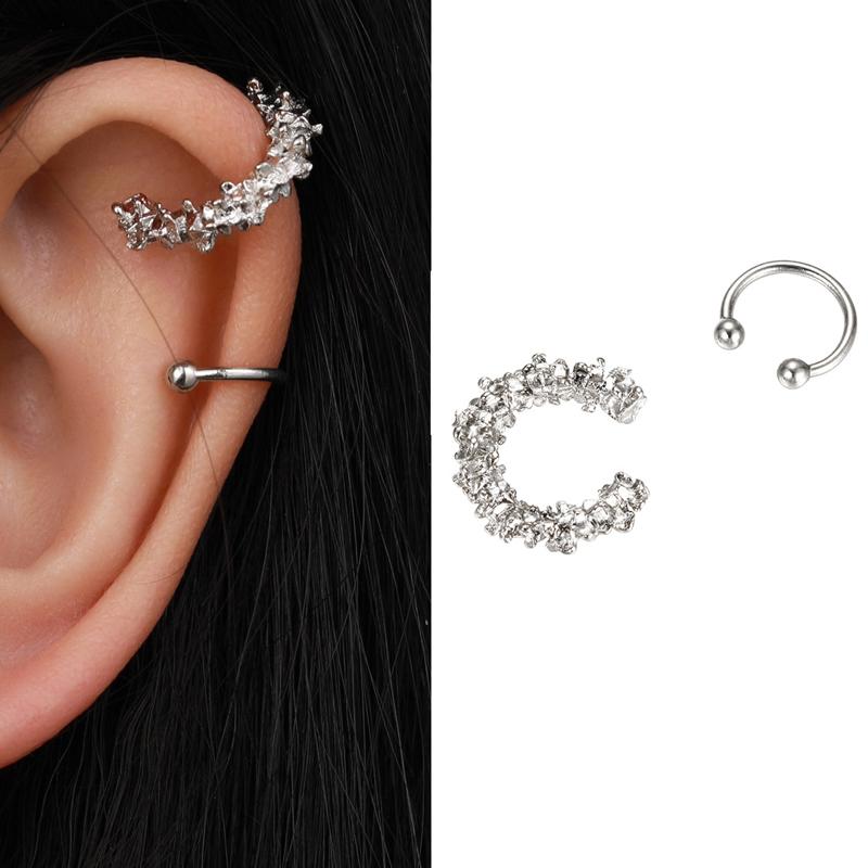 Gold Color Simple Heart Zircon Ear Cuff Clip on Earring for Women No Pierced C Shape Pink Crystal Earcuff Ear Wrap Clips Jewelry