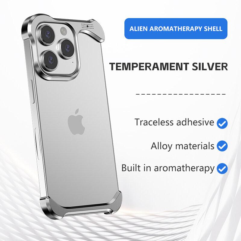Luxury Irregular Aluminum Alloy Shockproof Phone Case for Apple iPhone 17 Pro Max/17 Air/ 16 Plus/ 15 Pro - Reinforced Bumper with Aromatherapy Design