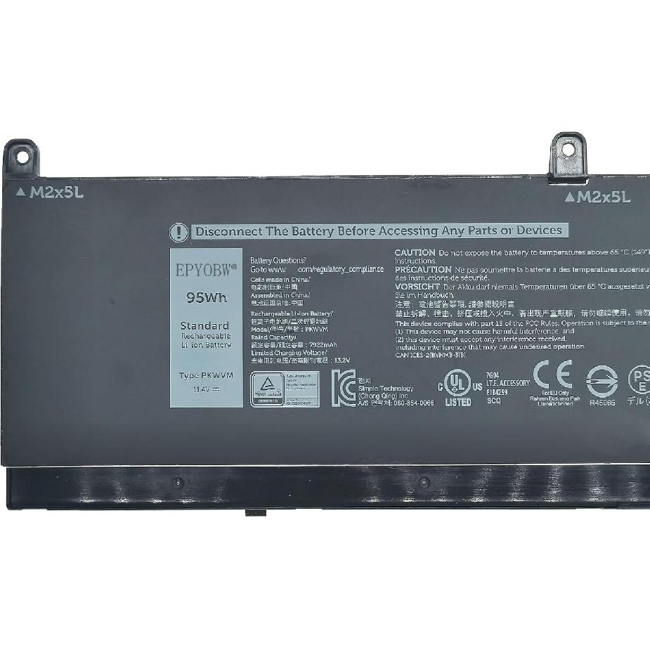 PKWVM Laptop-Akku 95Wh 7922mAh 6-Zellen 11,4V Kompatibel mit Dell Precision 7550 7560 / Precision 7750 7760 Serie C903V 0CR72X CR72X 068N03 0447VR