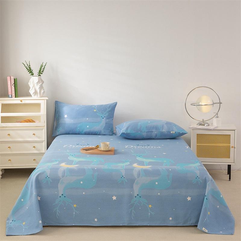 Pure Cotton Thick Bed Sheet Single Piece Bedding Set For Students Dormitory Soft Cool Bed Sheets With Pillowcases 3 Piece Set