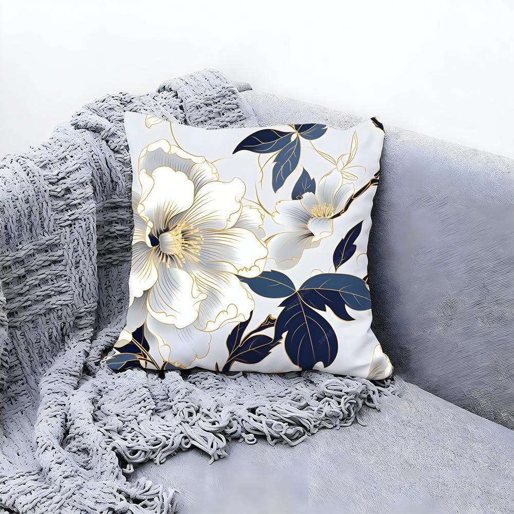 Traditional Chinese Floral Pattern Cushion Cover Premium Comfort Reversible Pillow Cove in One Design for Any Room Car Interior