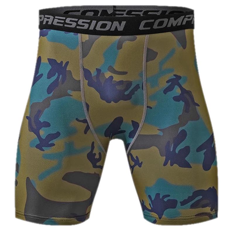 Men's Quick-Drying Camouflage Running Shorts - Moisture-Wicking, Breathable, Elastic Fitness Tights