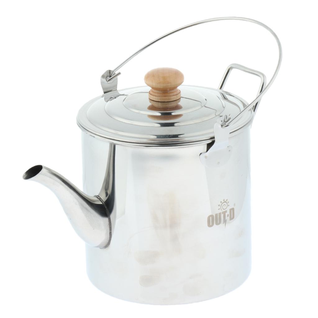 Stainless Steel Kettle Backpacking Coffee Tea Pot with Handle Outdoor 2Lbuy at a low prices on