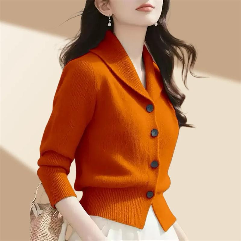 Fashion Minimalist Jacket Long Sleeved Knitted Autumn And Winter Cardigan Niche Loose Fitting Sweater For Women Blazer