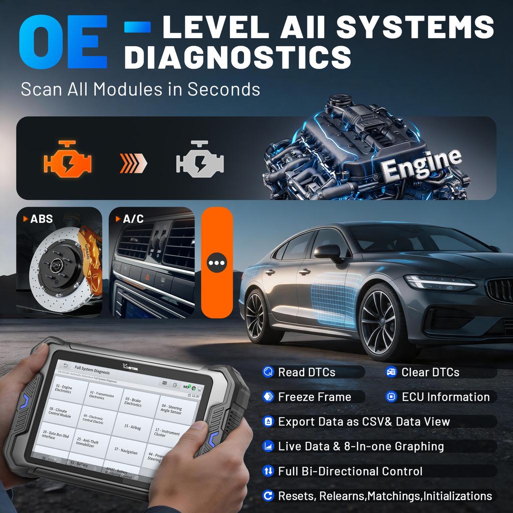 EU Warehouse VDIAGTOOL VD80BT Lite 2026 New AI Obd2 Scanner Car Code ReadingTools Bi-directional Diagnostic Machine for All Cars
