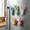 2PCS Colorful Refrigerator Magnets Vase Exquisite Fridge Magnets Simulation Flower Vase  Restaurant