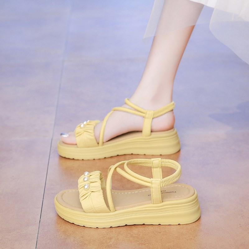 Fashion CRLAYDK Women Comfortable Strap Fashion Dressy Sandals Outdoor Travel Walking Slides Ladies Platform Elastic Band Slippers