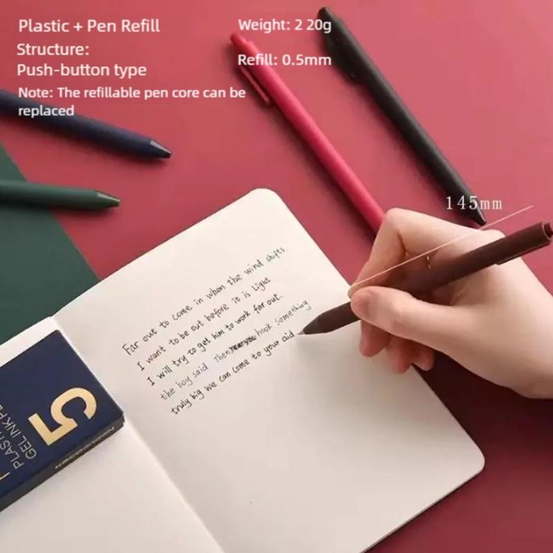 5PCS Retractable Gel Pen for Writing Journaling Quick Drying Gel Inks Pen 0.5MM Tip Black Inks Office School Supplies